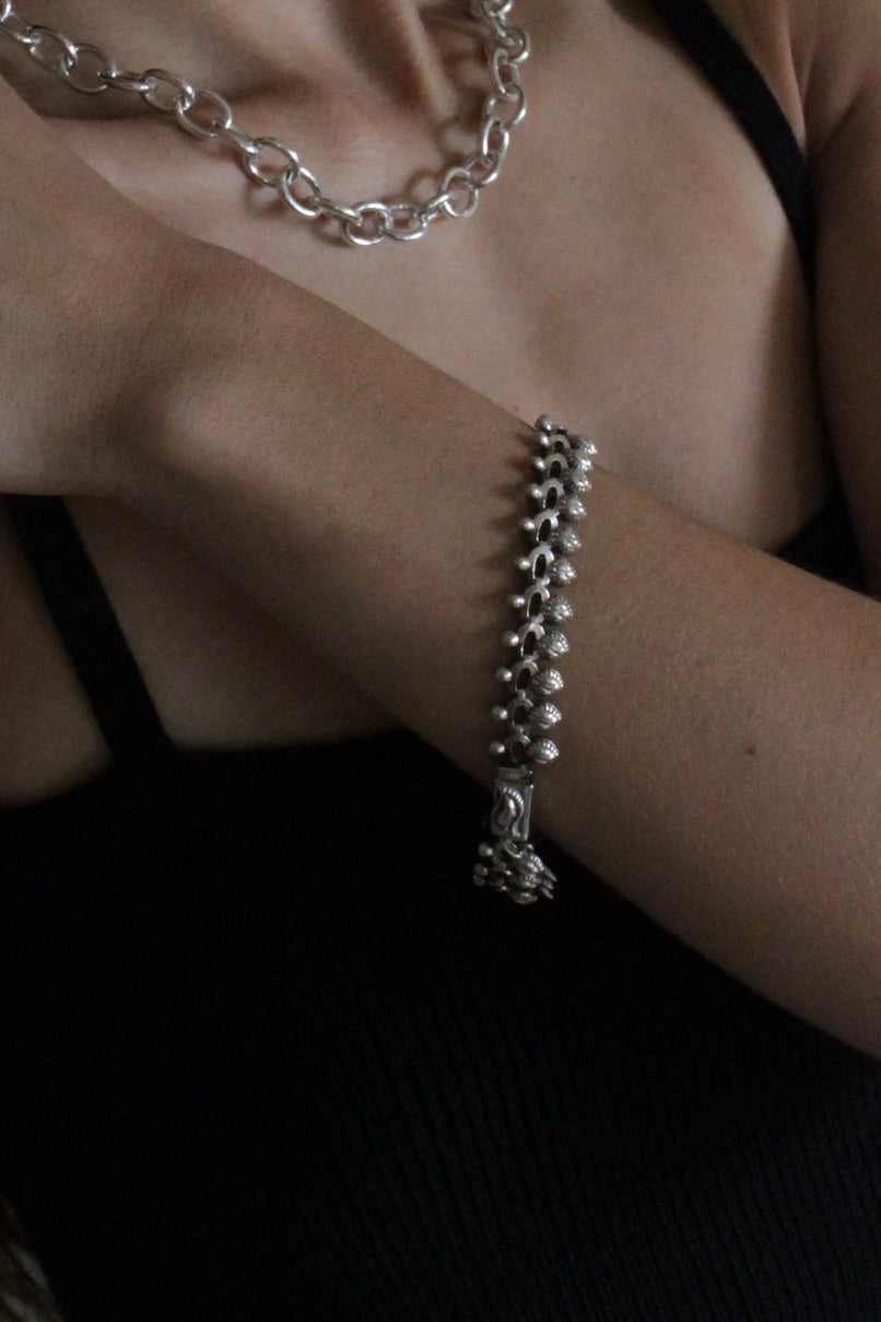 Sweet Vintage Sterling Silver Fish Charm Bracelet