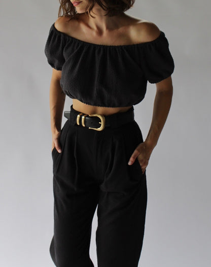 Stella Basketweave Cotton Crop Top