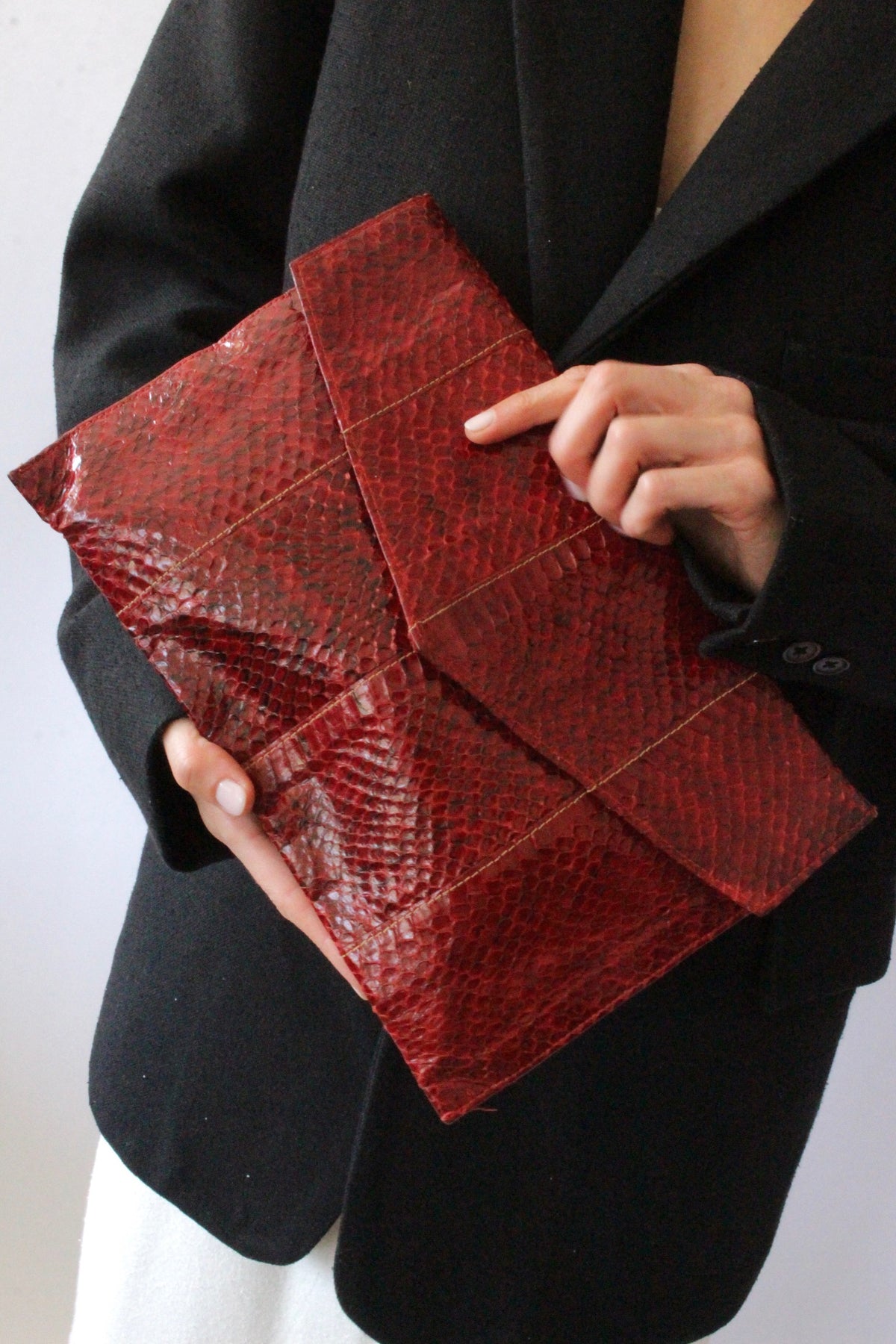 Vintage Genuine Snakeskin Envelope Clutch