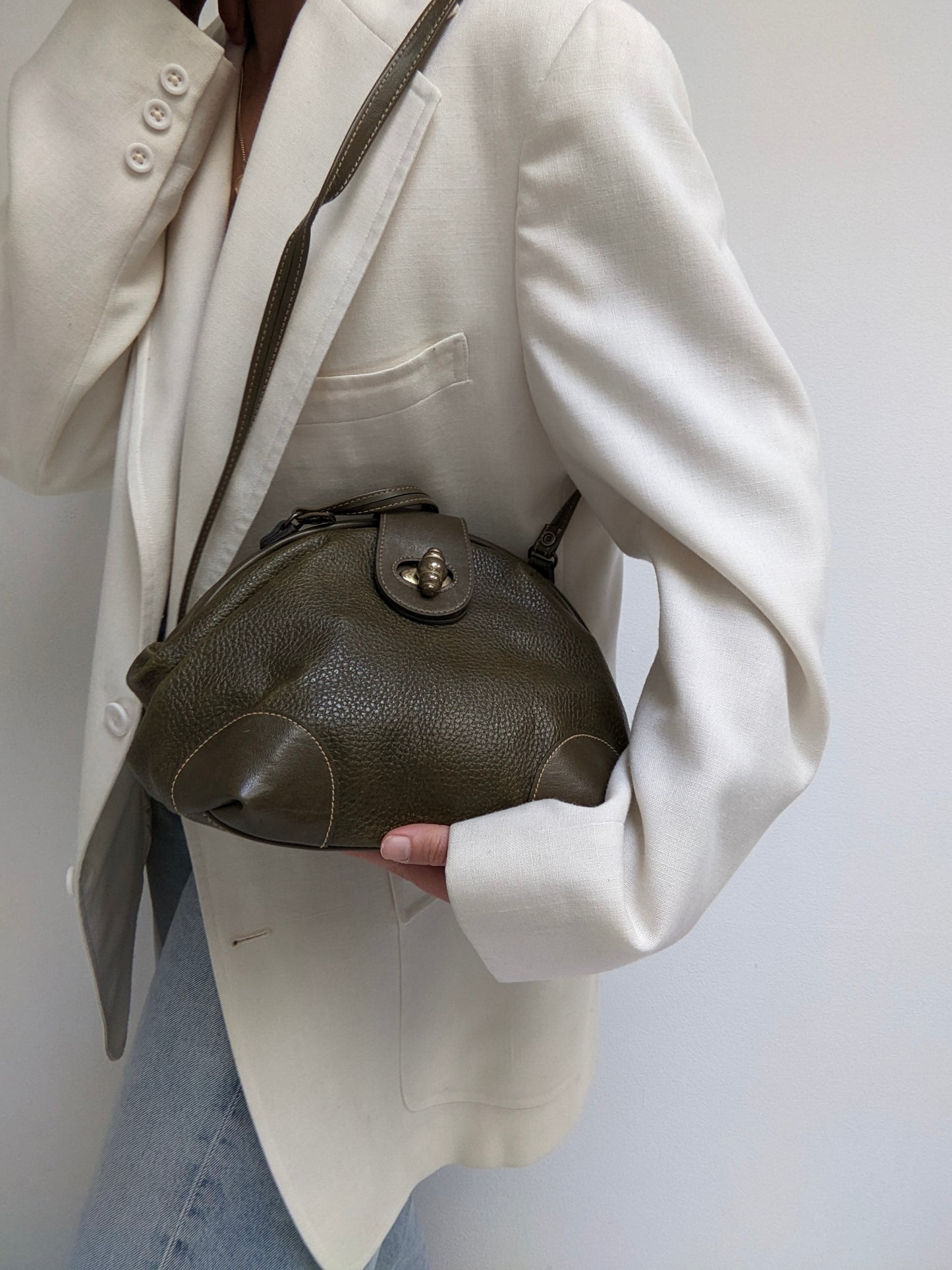 Rare Vintage Olive Pebbled Leather Purse