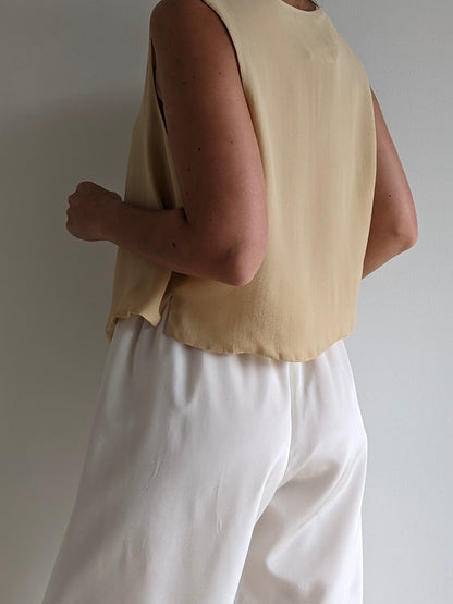 Vintage Sand Silk Tie Vest