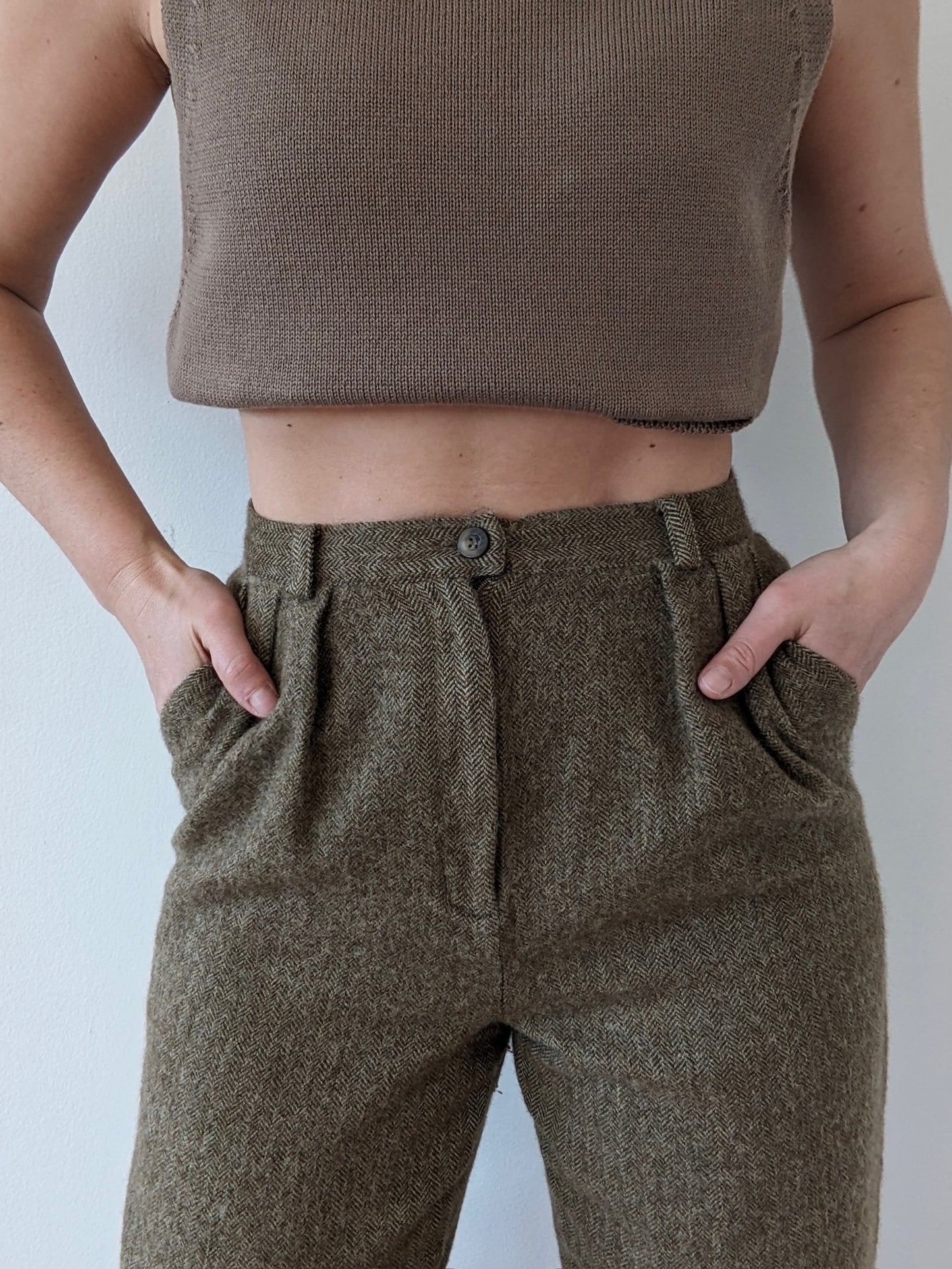 Vintage Wool & Alpaca Herringbone Trousers