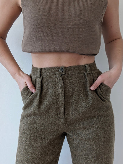 Vintage Wool & Alpaca Herringbone Trousers