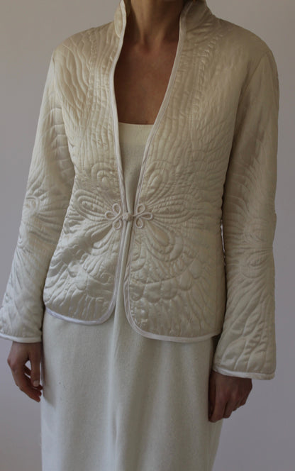 Stunning Vintage Pearl Quilted Silk Jacket