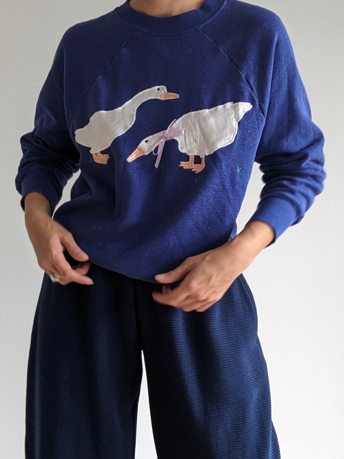 Sweetest Vintage Goose Appliqué Sweatshirt