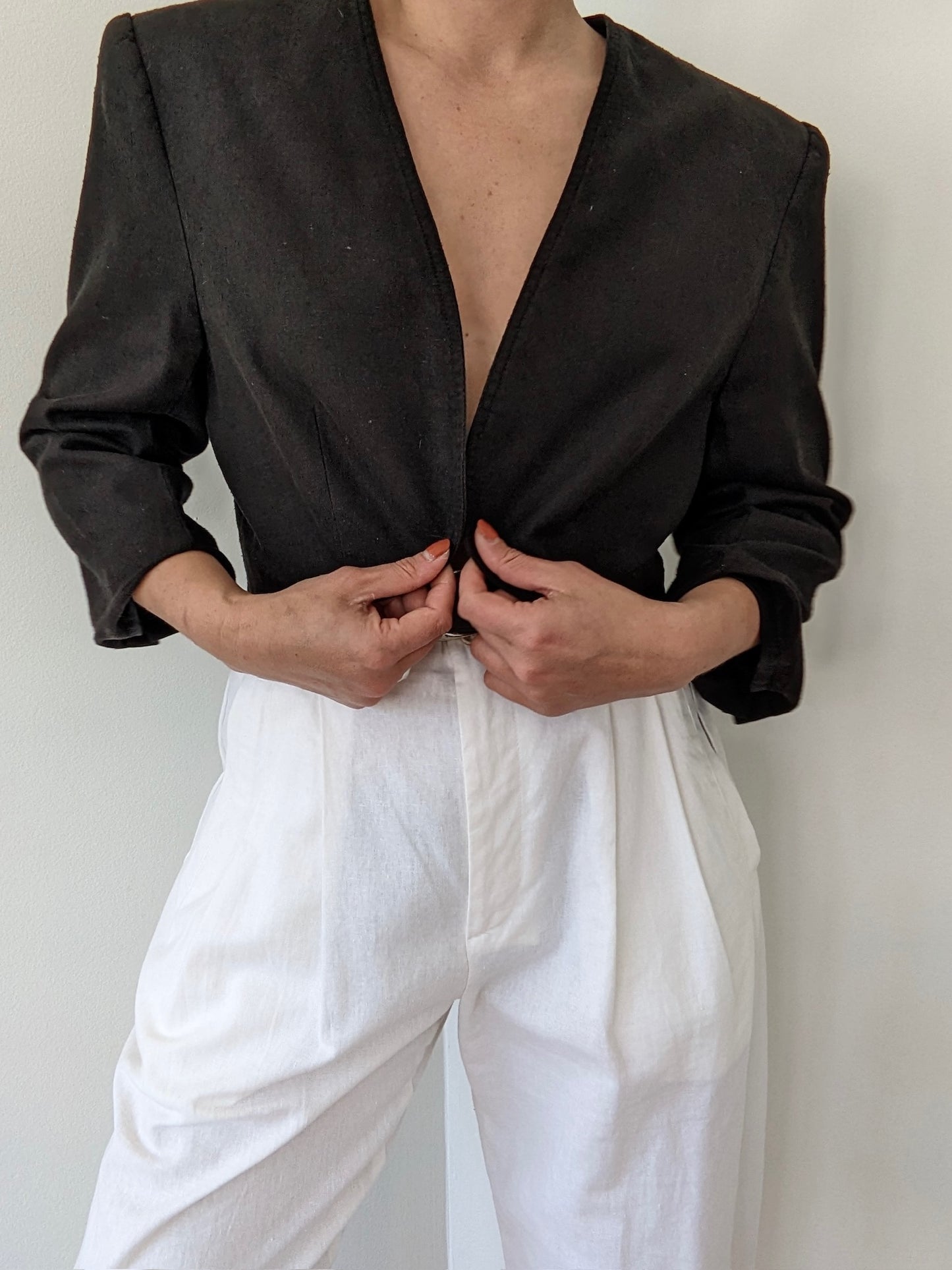 Vintage Faded Black Raw Silk Bolero