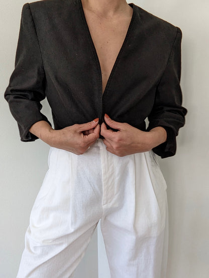 Vintage Faded Black Raw Silk Bolero