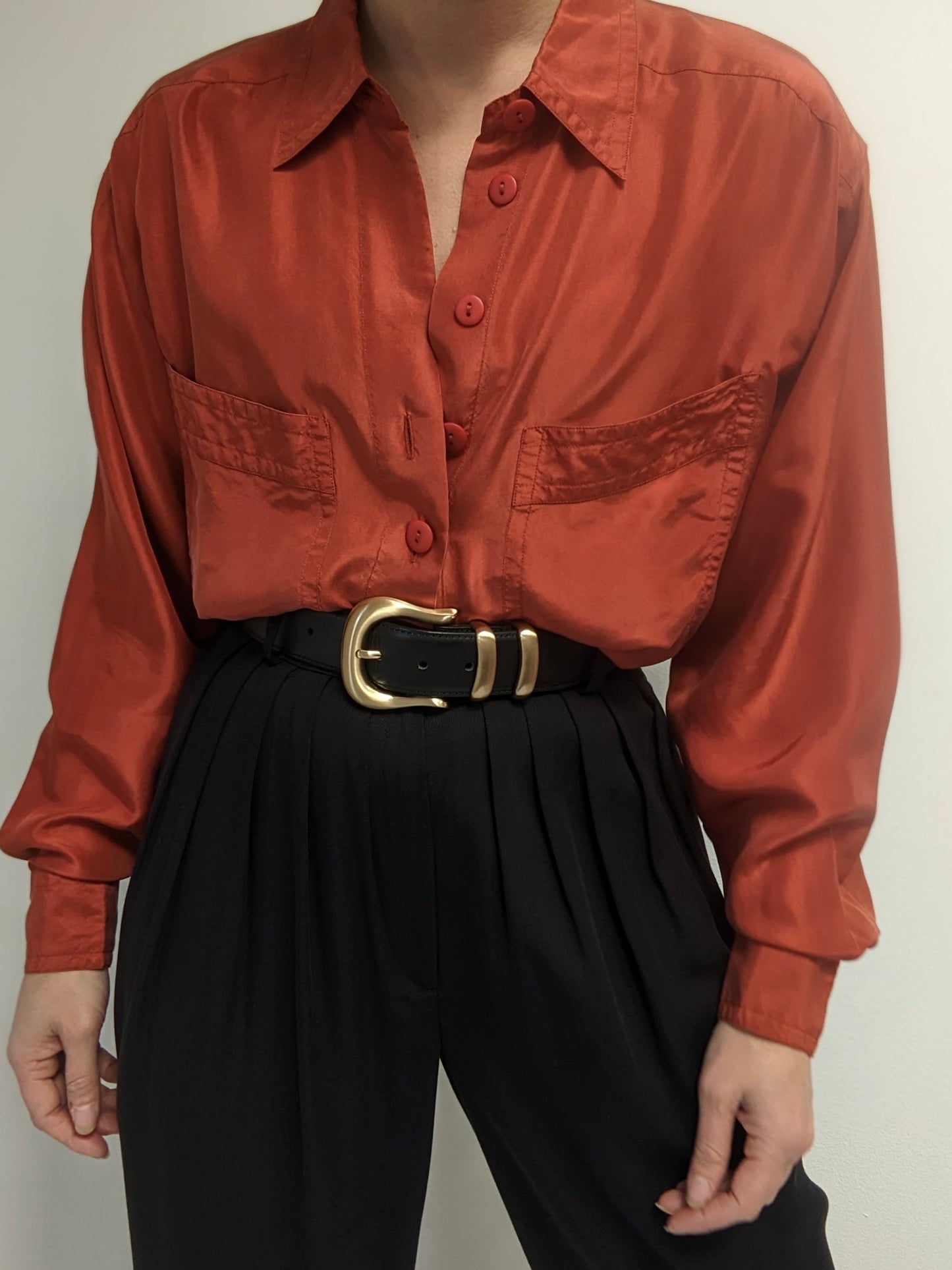 Vintage Terra Cotta Silk Blouse
