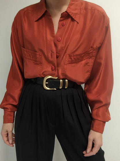 Vintage Terra Cotta Silk Blouse