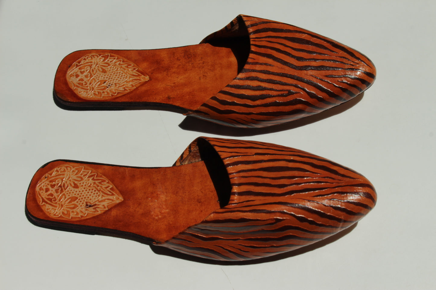 Lovely Vintage Zebra-Embossed Leather Slippers