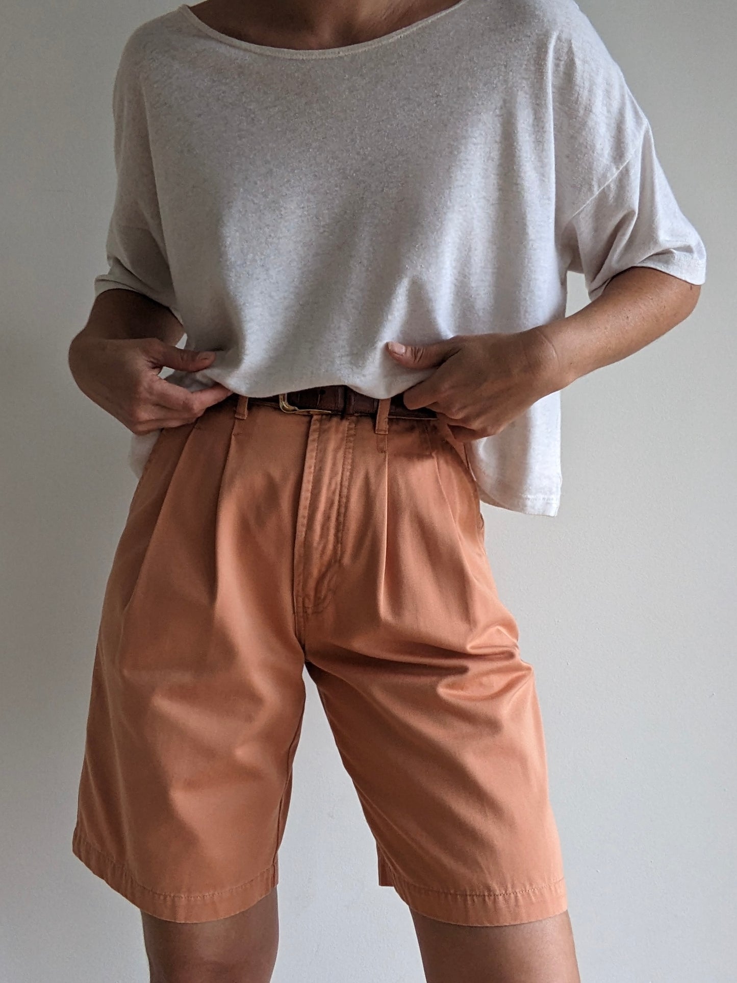 Vintage Faded Apricot Pleated Shorts