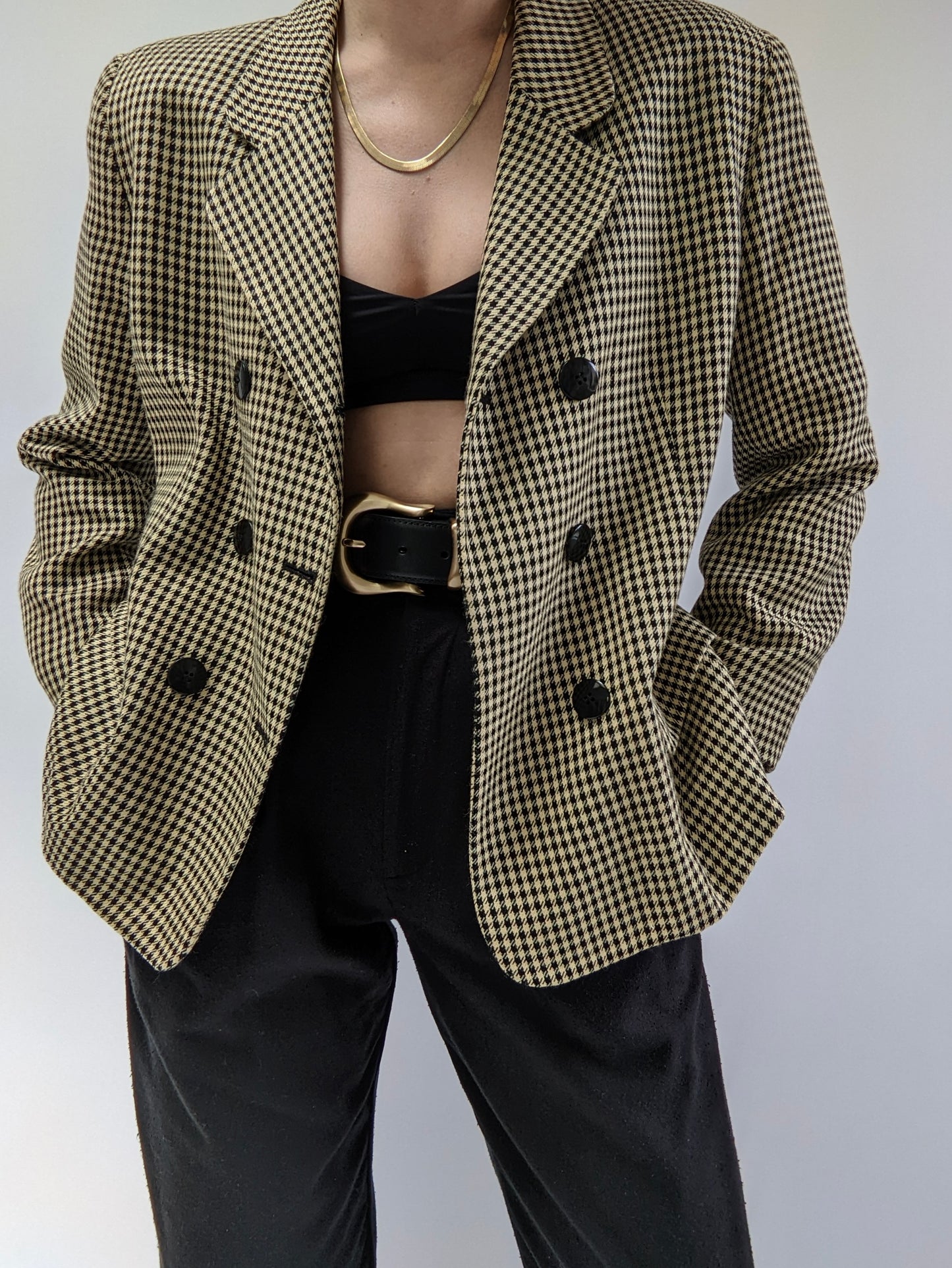 Vintage Woven Houndstooth Blazer