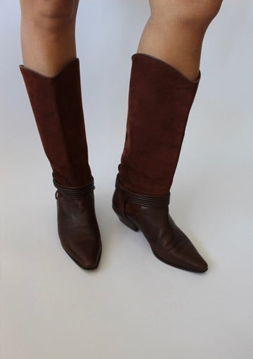 90s Italian Suede Western Boots