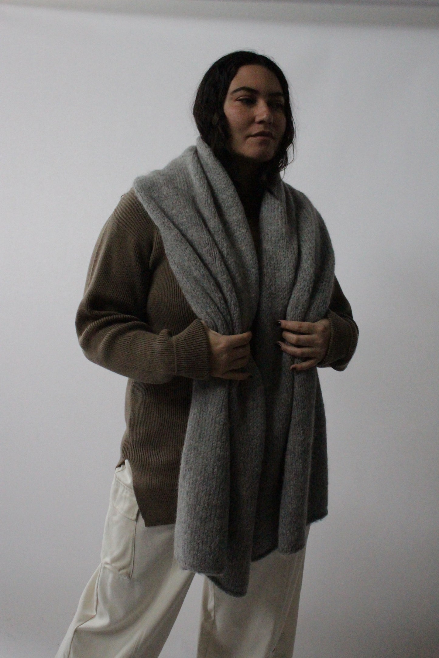 Ralphie Knitted Suri Alpaca Blanket Scarf