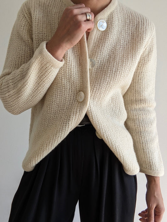 Beautiful Vintage Buttercream Mohair Cardigan
