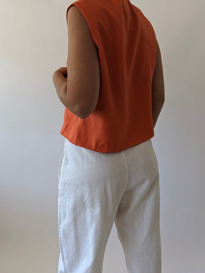 Vintage Citrus Silk Rouleau Top