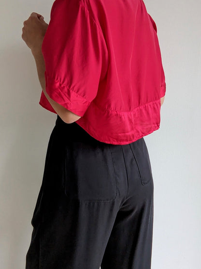 Vintage Ruby Cropped Silk Blouse