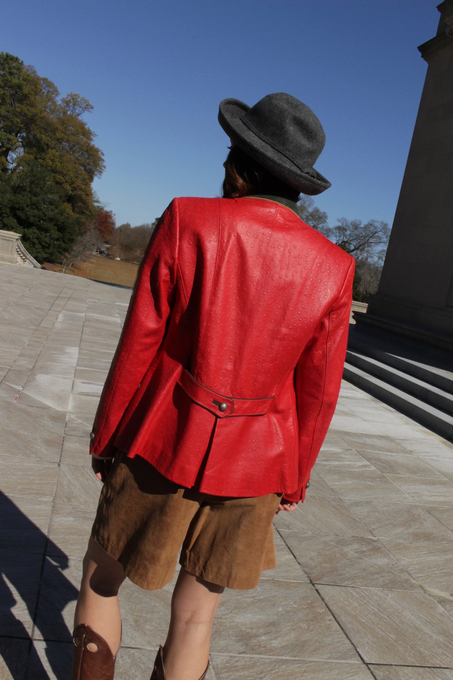 Bold Vintage Handmade Embossed Lamb Leather Coat