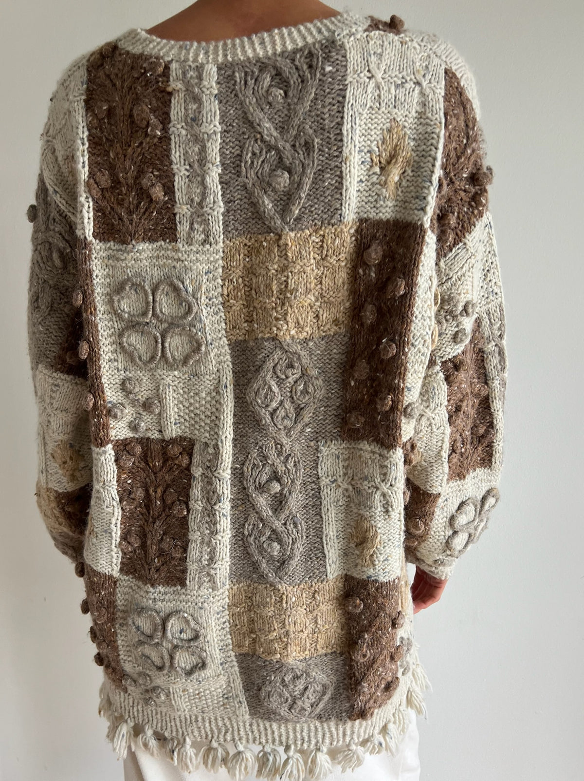 90s Handknit Patchwork Sweater