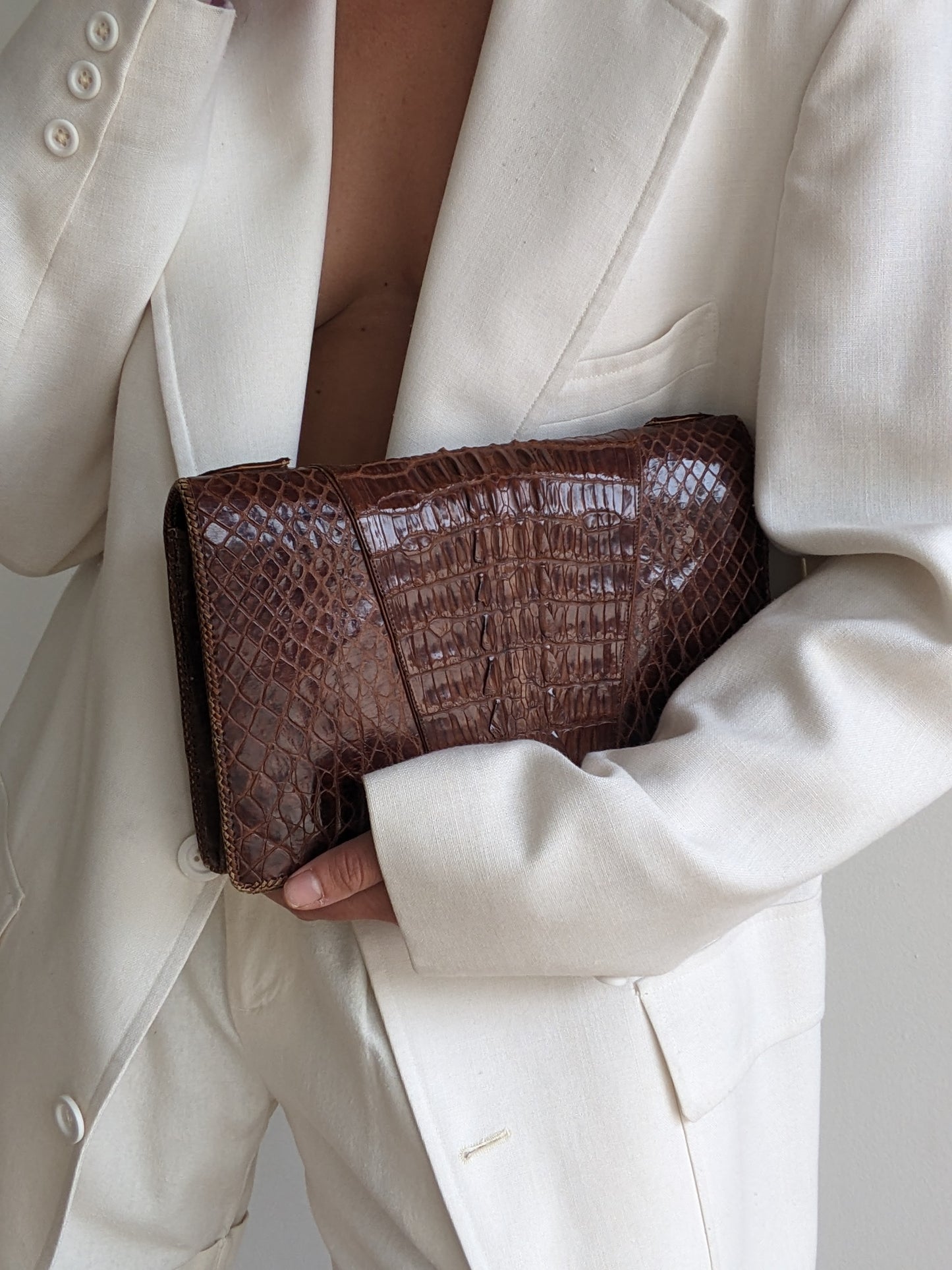 Vintage Genuine Crocodile Leather Clutch
