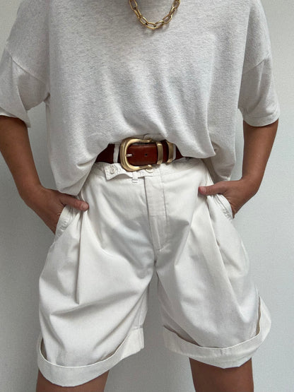 Vintage Ivory Twilled Shorts