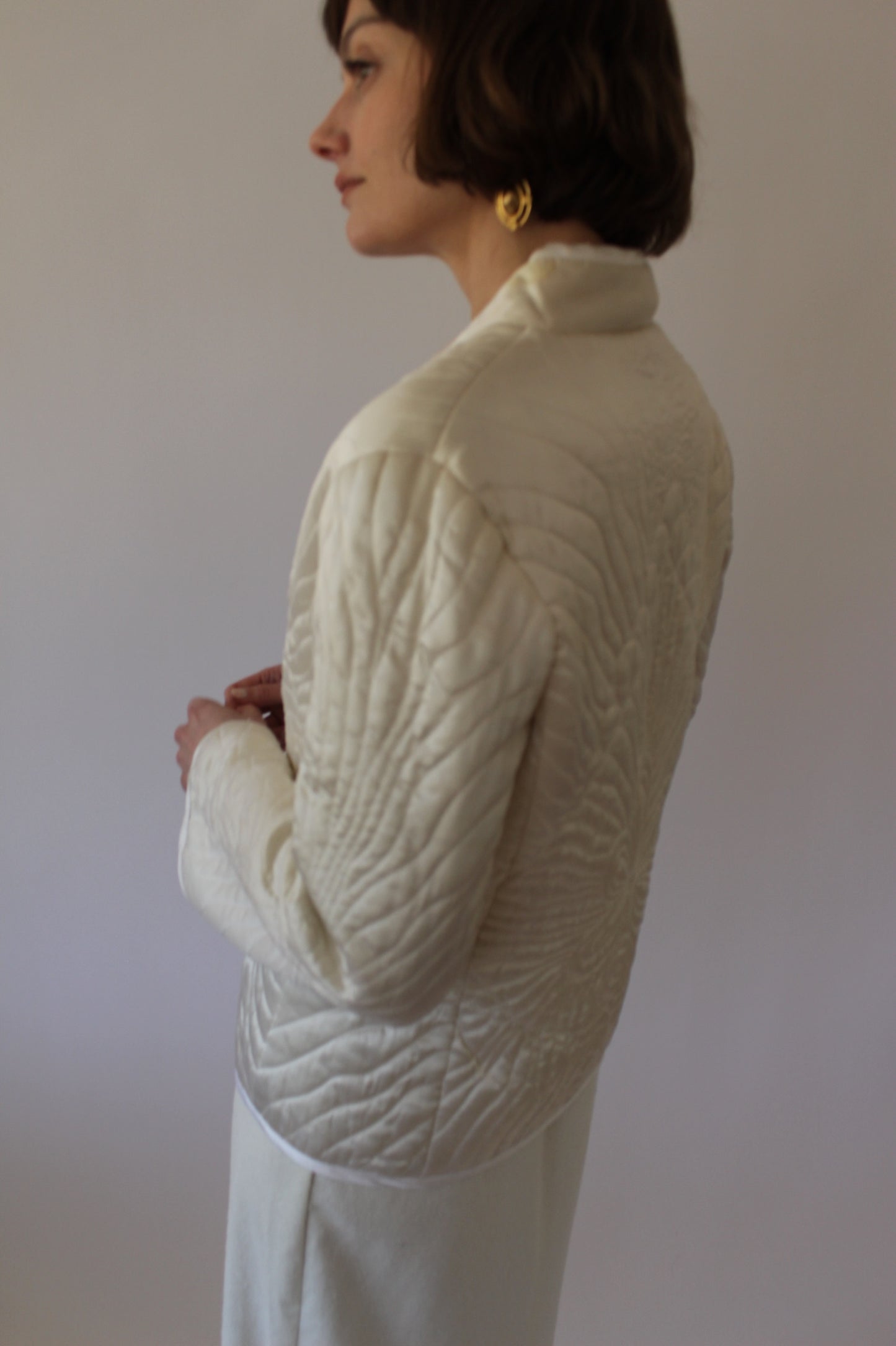 Stunning Vintage Pearl Quilted Silk Jacket