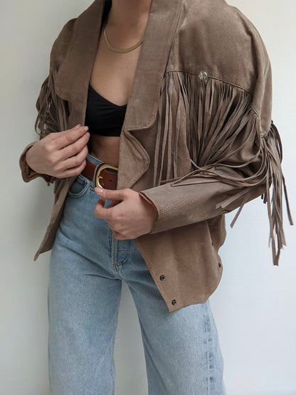 Vintage Amaretto Fringed Suede Jacket