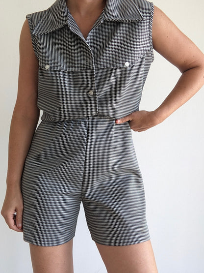 Vintage Houndstooth Vest & Shorts Set