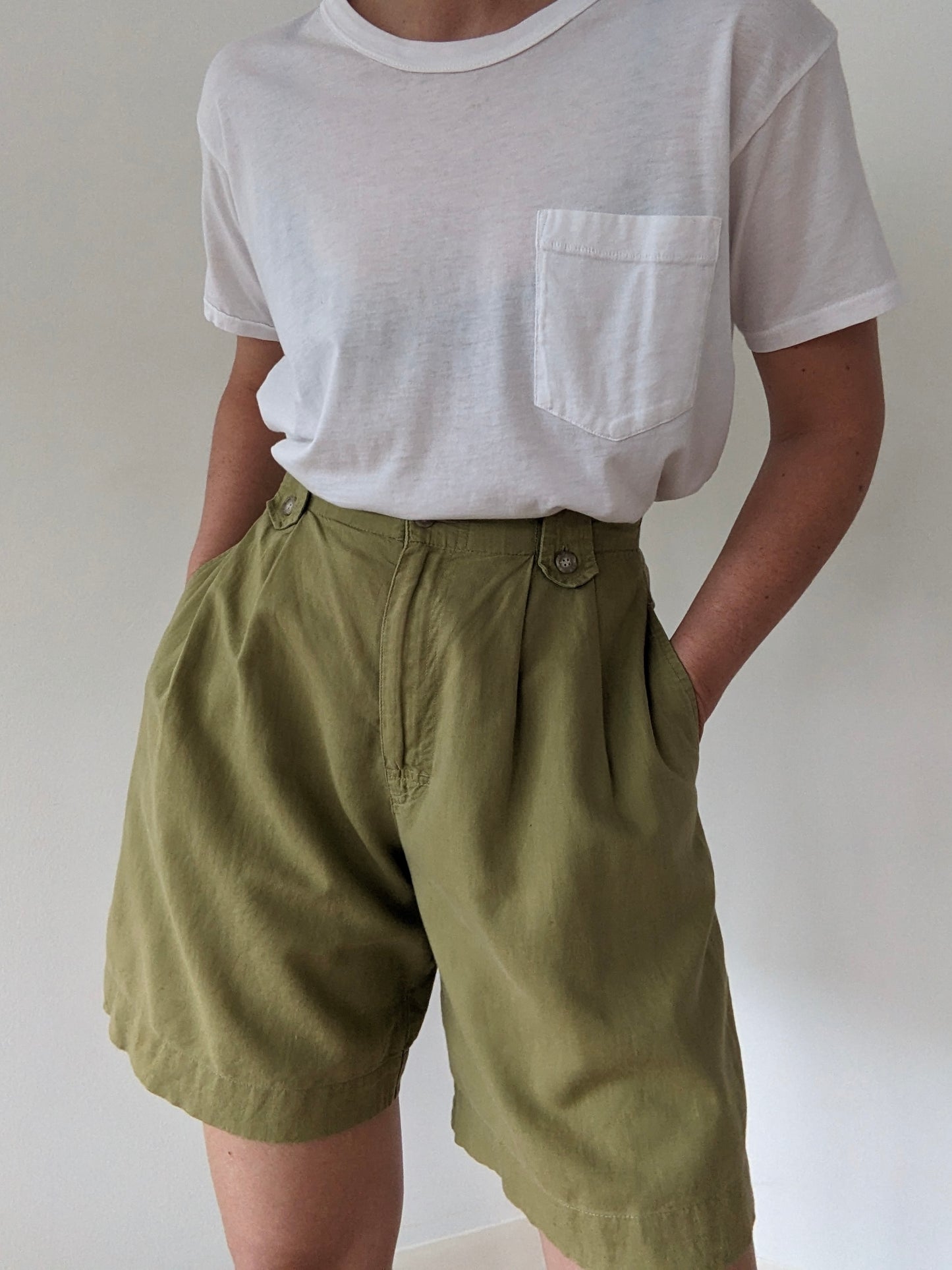 Vintage Calvin Klein Avocado Linen Shorts