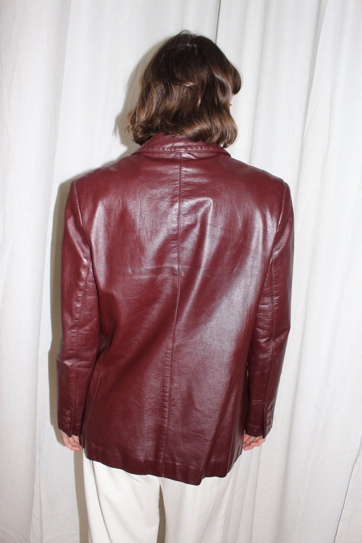 Vintage Etienne Aigner Merlot Leather Blazer