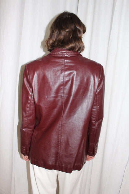 Vintage Etienne Aigner Merlot Leather Blazer