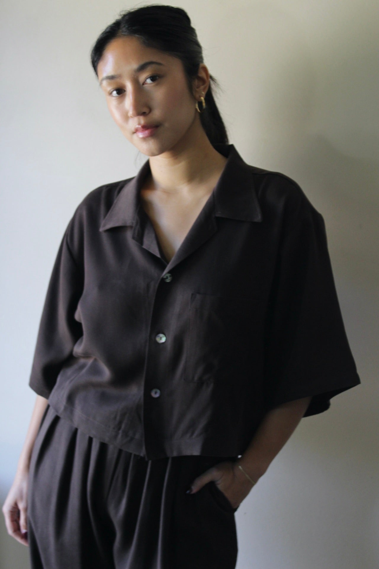 Rae Tencel Cropped Button Up