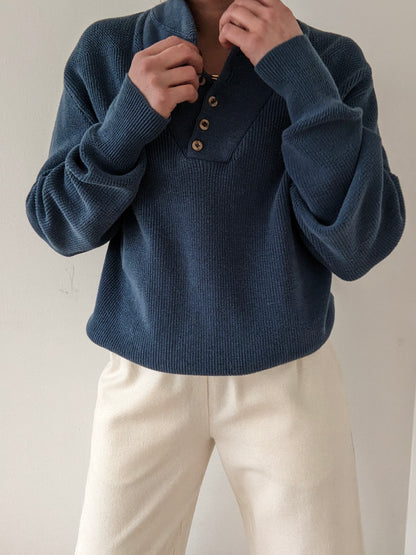 Favorite Vintage Faded Ocean Cotton Henley