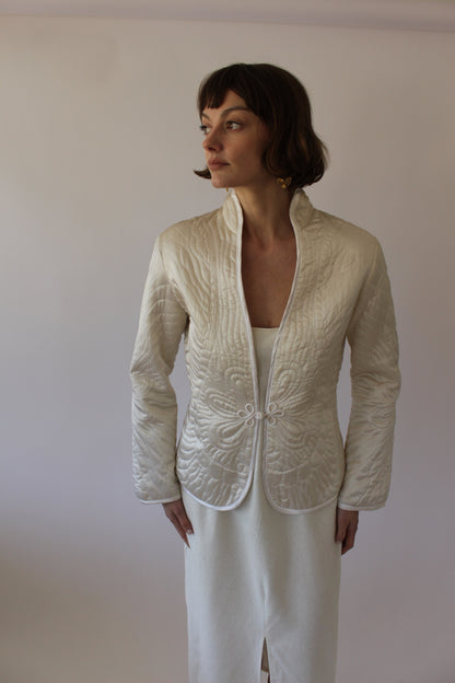 Stunning Vintage Pearl Quilted Silk Jacket
