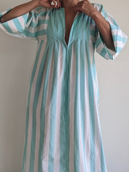 Vintage Aqua Striped Muumuu