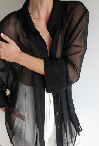 Vintage Sheer Onyx Blouse
