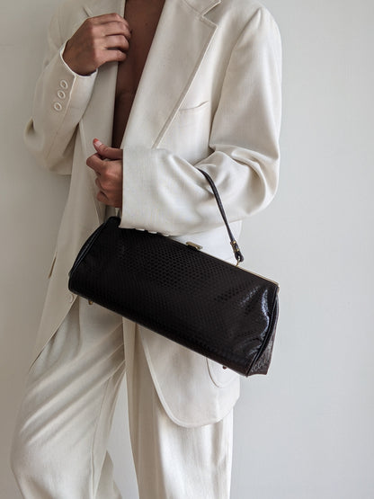 Vintage Espresso Lizard-Embossed Leather Purse