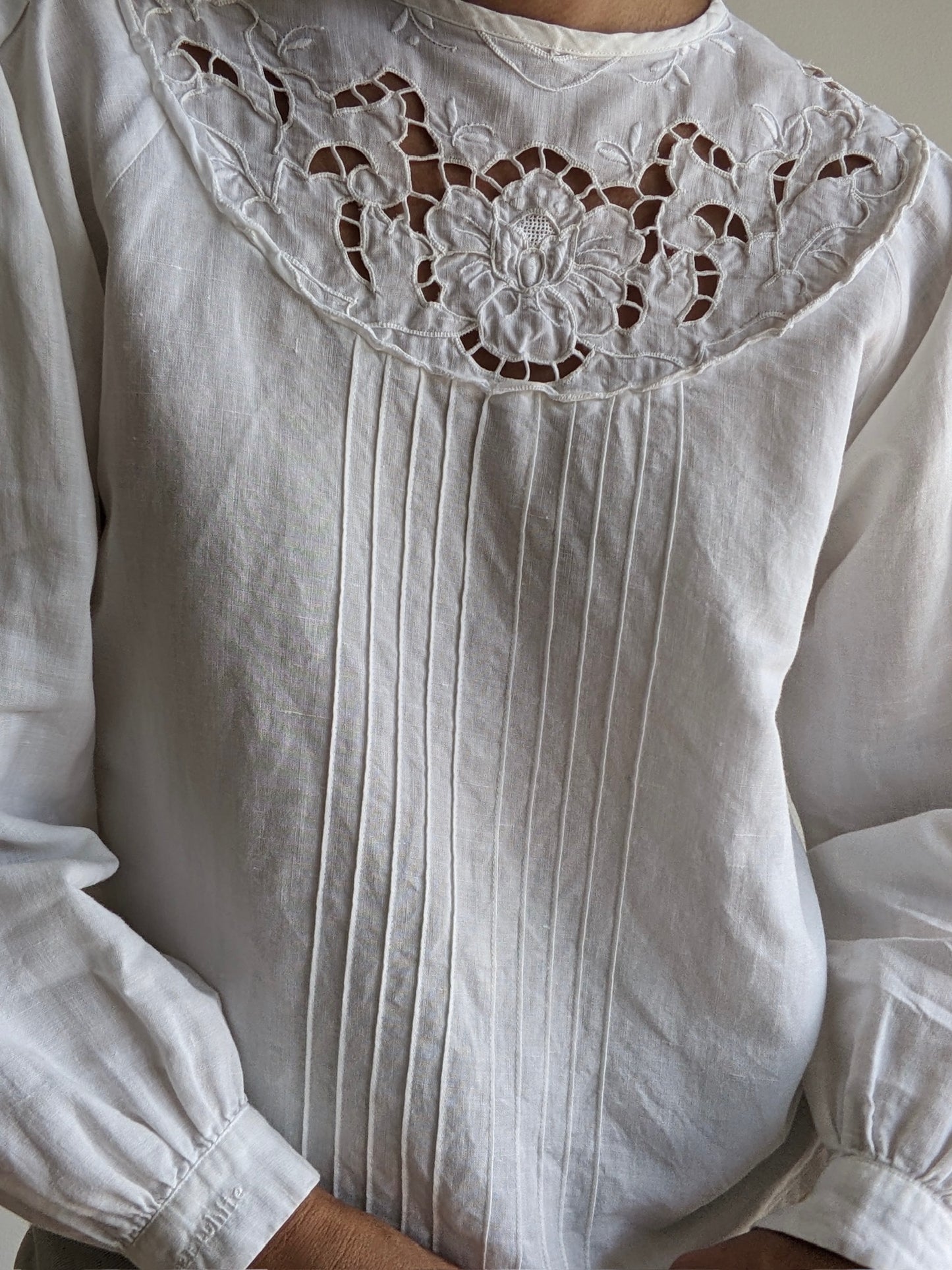 Vintage Ivory Linen Lace Blouse