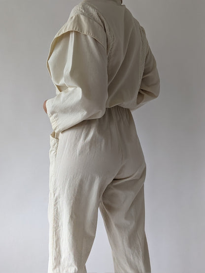Lovely Vintage Cream Cotton Jumpsuit