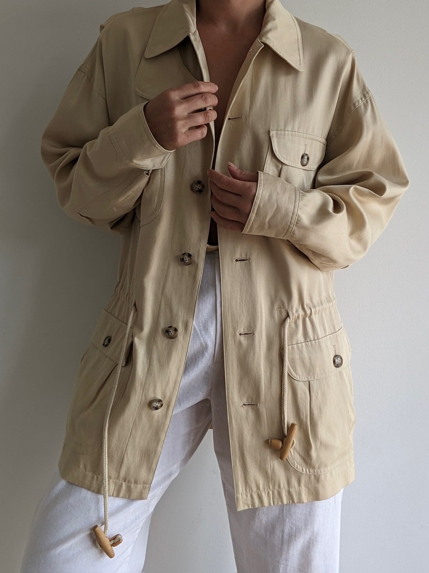 Vintage Sand Twilled Silk Chore Jacket