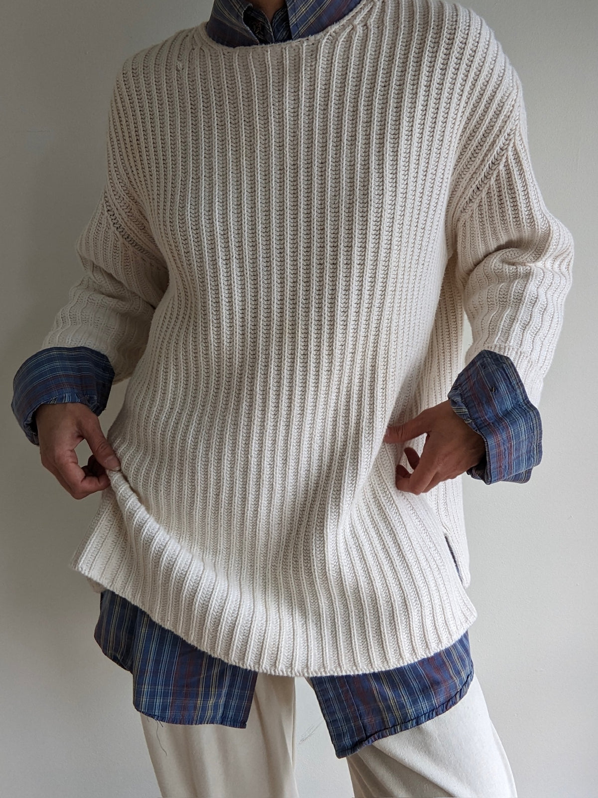 Vintage Cream Knitted Cotton Sweater