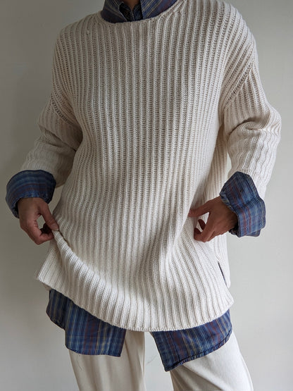 Vintage Cream Knitted Cotton Sweater