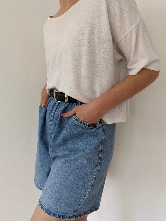 Vintage Faded Denim Leisure Shorts