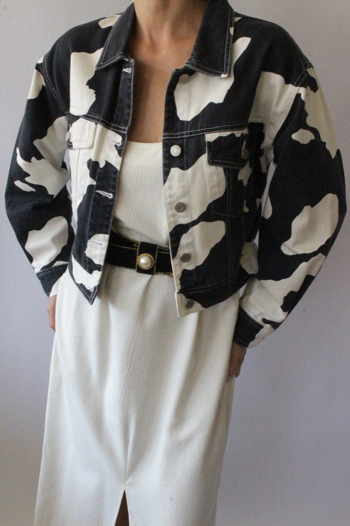 Favorite Vintage Cow Print Denim Jacket
