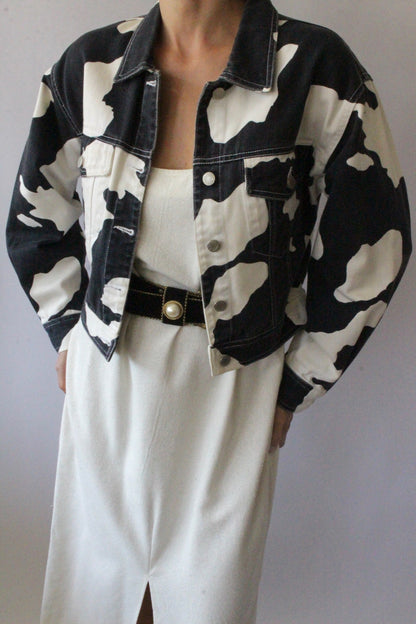 Favorite Vintage Cow Print Denim Jacket