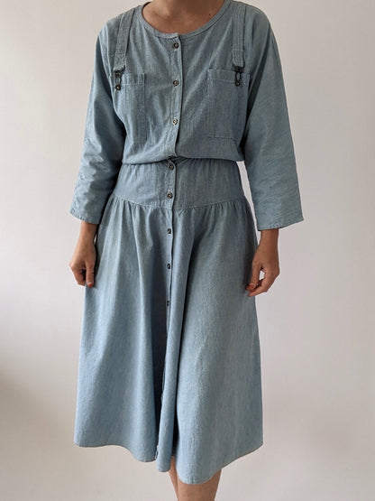 Lovely Vintage Chambray Dolman Sleeve Dress