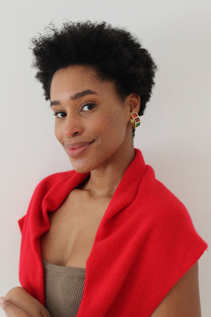 Fun Vintage Gold-Trimmed Multi Gem Earrings