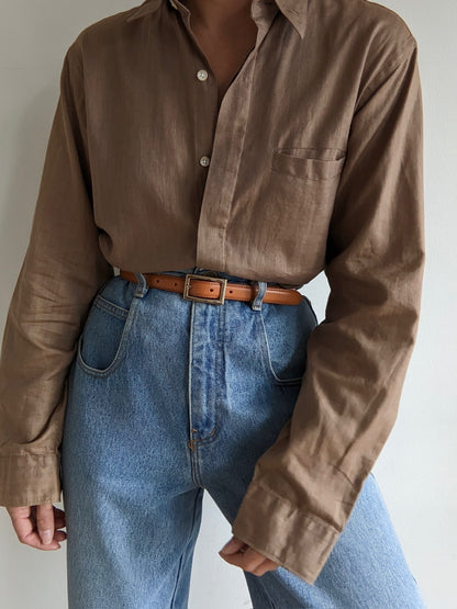 Vintage YSL Mocha Herringbone Shirt