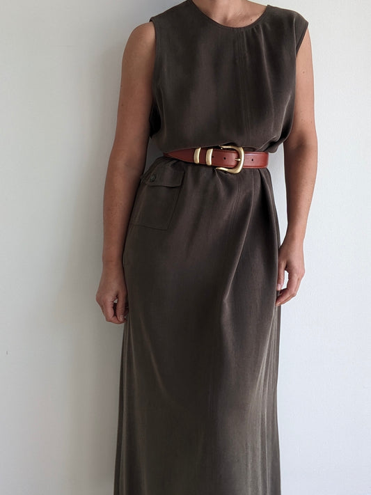 Vintage Olive Twilled Market Dress