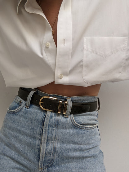 Vintage Pine Leather & Solid Brass Belt